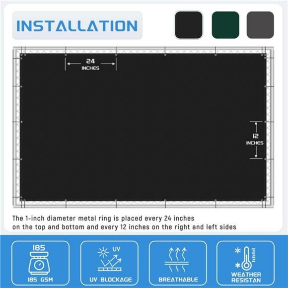 5' x 50' Black Fence Privacy Screen Windscreen Cover Mesh Fencing Shade Cloth - Picture 4 of 5